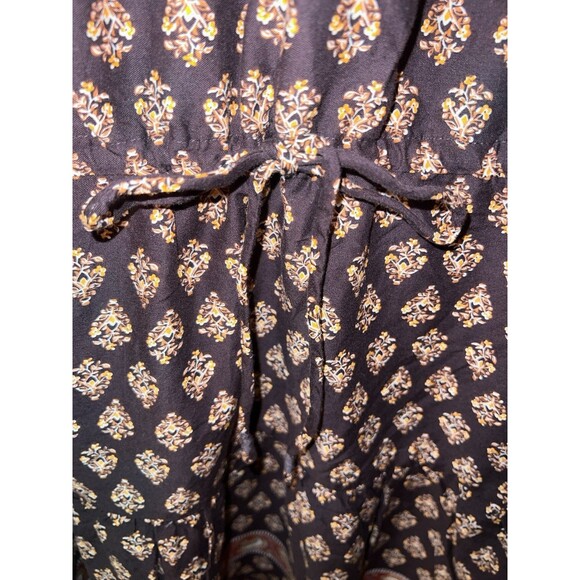 Old Navy Dress Womens 2X Brown Long Sleeve Maxi Floral Tiered Cottagecore New - Picture 2 of 12